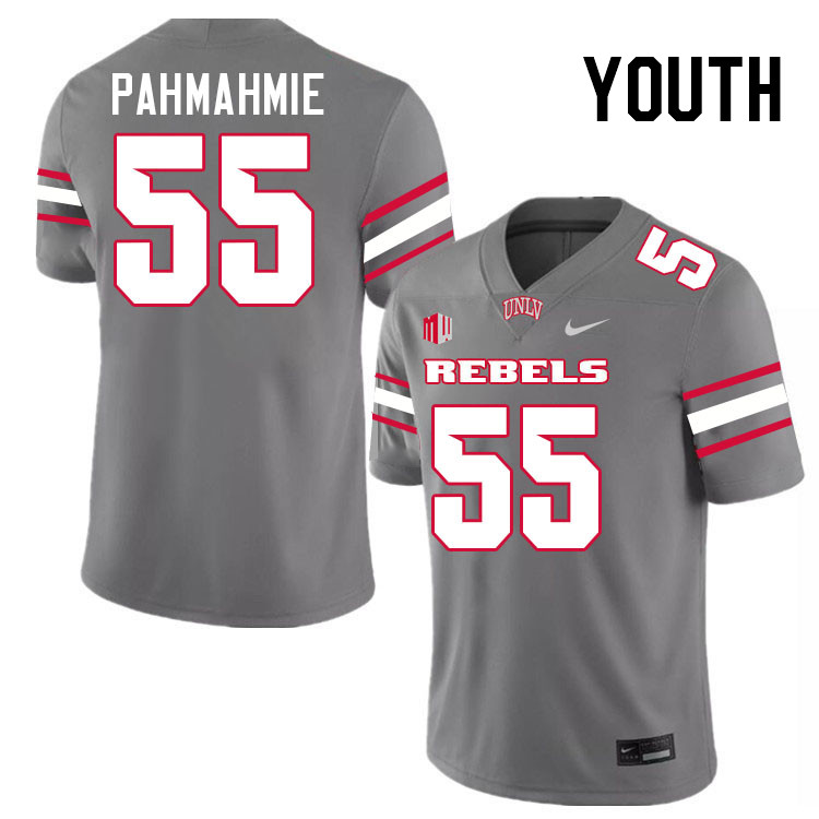 Youth #55 Shko-Mak Pahmahmie UNLV Rebels College Football Jerseys Stitched-Grey